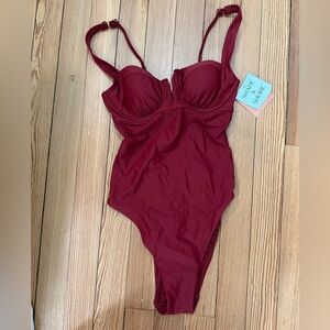 Shade & Shore Burgundy One Piece Swimsuit
